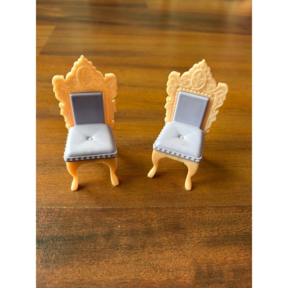 Mattel Barbie Vintage Ornate Lavender Dining Chairs Dollhouse Furniture 2pc